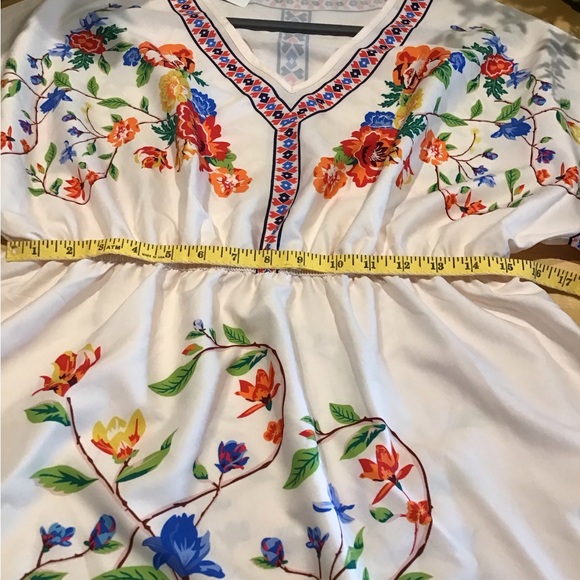 Yellow and Red V-Neck Dolman Sleeve Mini Sundress - Picture 4 of 6